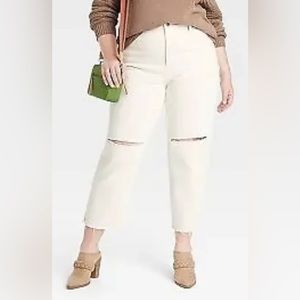 Women's High Rise Vintage Straight Jeans off-white Size 16